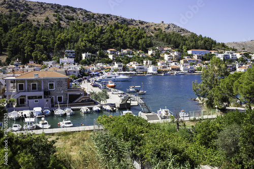 High angle view of Lagkada village in Chios island. © tolgaildun
