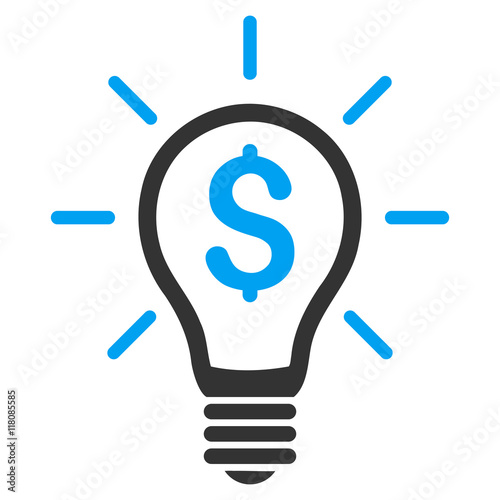 Profitable Invention icon. Vector style is bicolor flat iconic symbol with rounded angles, blue and gray colors, white background.