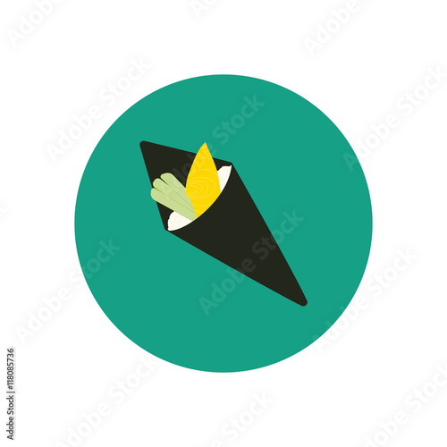 Cone sushi roll with oily fish and cucumber