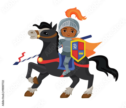 Brave Knight riding on a horse ready for battle.