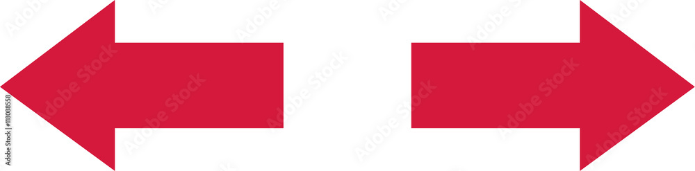 Red arrow in two directions Red arrow in two directions