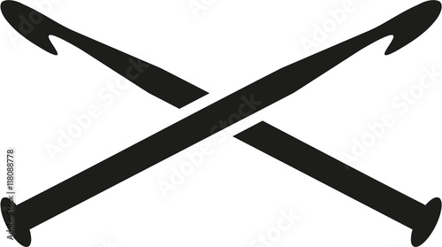 Crossed crochet needles