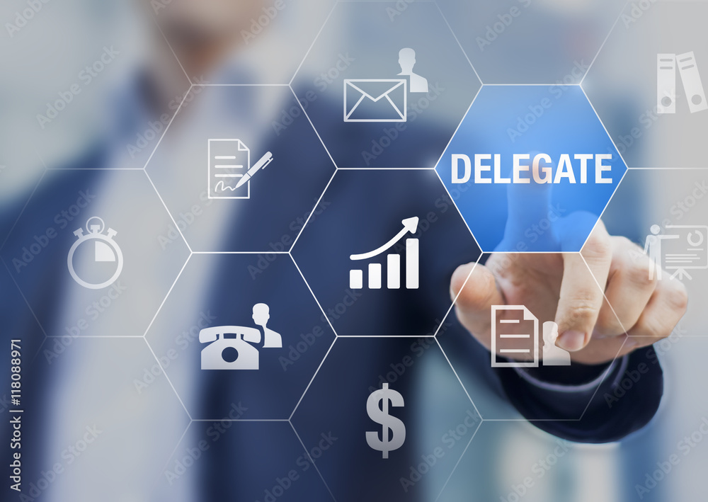 Concept about delegating tasks to increase efficiency and profit Concept about delegating tasks to increase efficiency and profit