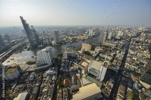Landscape of River in Bangkok city  Panorama