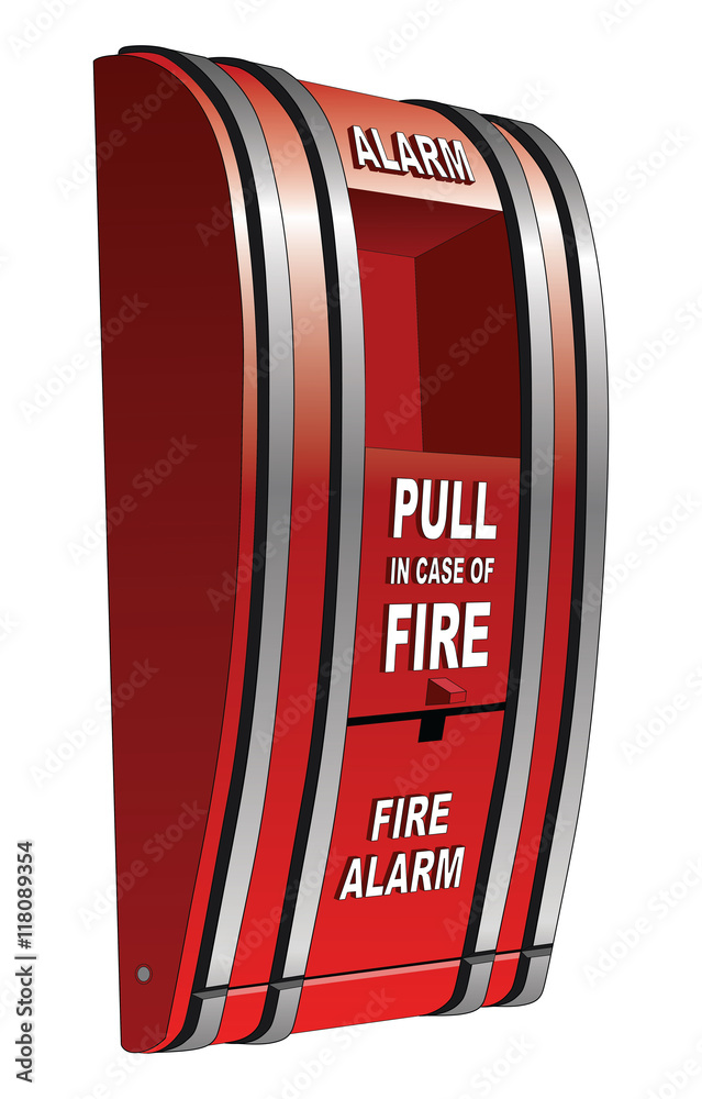 Vecteur Stock Fire Alarm Isolated is an illustration of a red pull type ...