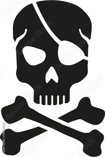 Skull with eyepatch and crossbones