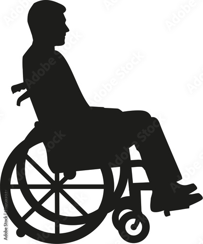 Silhouette of man in a wheelchair