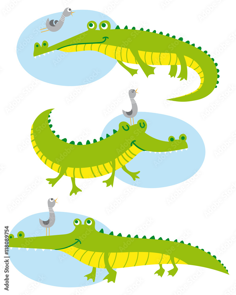 Obraz premium lustration with funny crocodiles