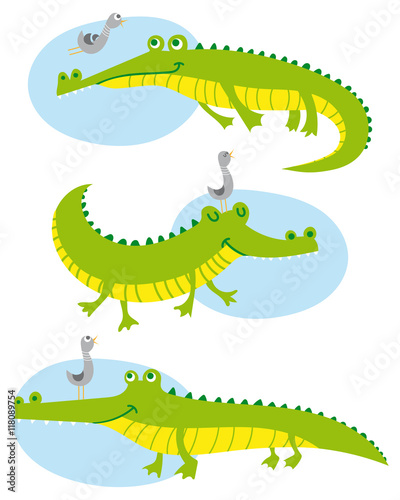 lustration with funny crocodiles