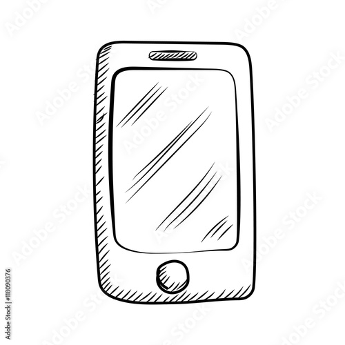 Smart phone - sketch illustration. Hand drawn illustrations