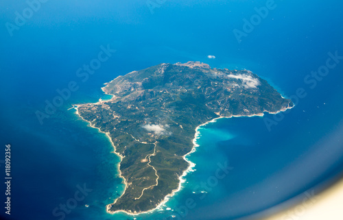 Aerial view of the small island next to Corfu, Greece 