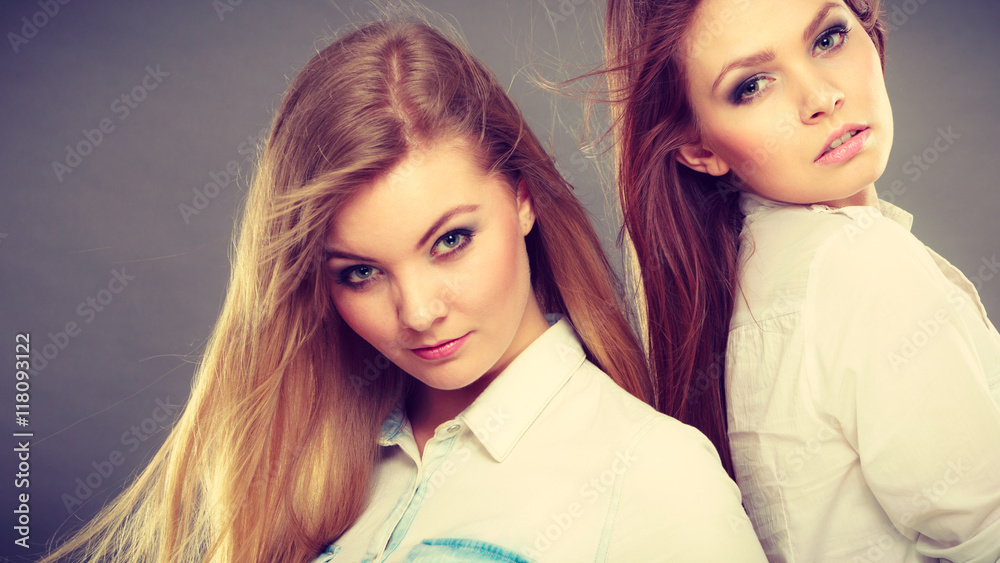 Two beautiful photomodels portrait. Two beautiful photomodels portrait.