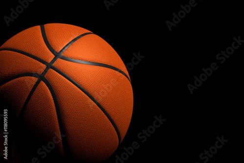Basketball Ball on Black Background, 3D Rendering © supparsorn