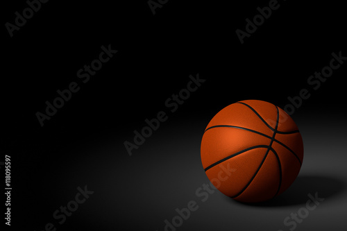 Basketball Ball on Black Background, 3D Rendering