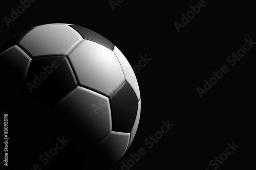 Soccer Ball on Black Background  3D Rendering