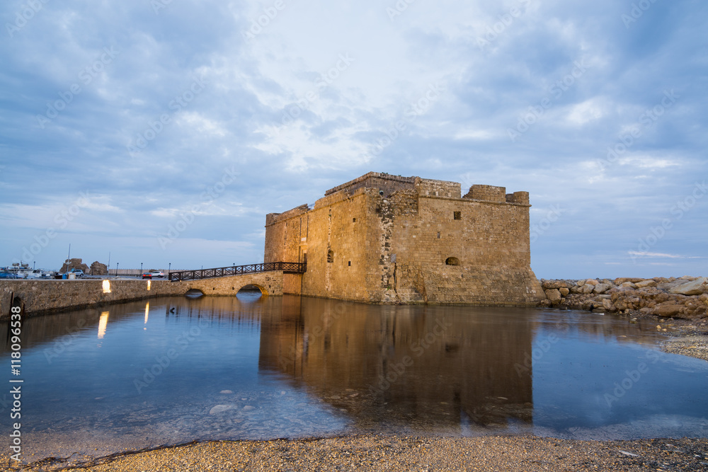 Tower and bridge of castle in Paphos, Cyprus