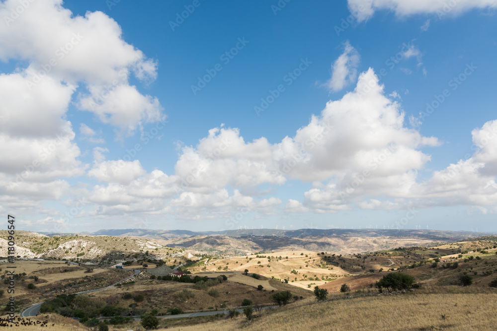 Country landscape in Troodos region of Cyprus