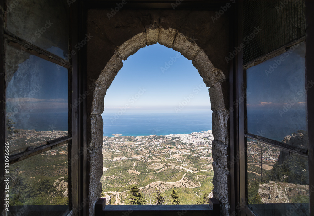 View from the window of Saint Hilarion Castle in Kyrenia, Northern Cyprus
