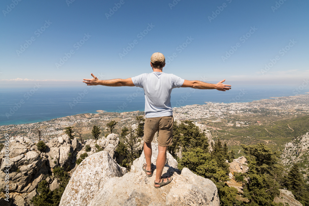 Man standing on the walls of Saint Hilarion Castle in Kyrenia, Northern Cyprus Man standing on the walls of Saint Hilarion Castle in Kyrenia, Northern Cyprus