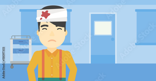 Man with injured head vector illustration.