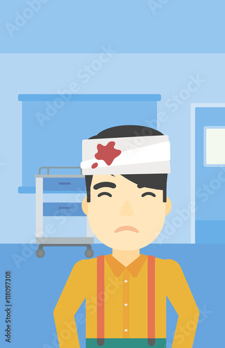 Man with injured head vector illustration.