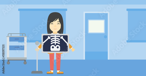 Patient during x ray procedure vector illustration