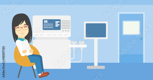 Female ultrasound doctor vector illustration.