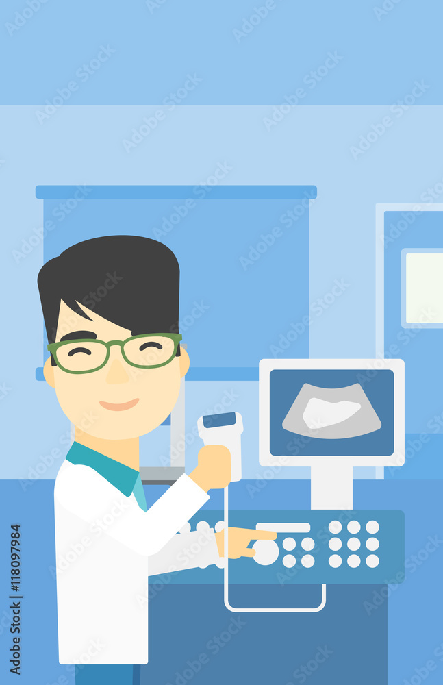 Male ultrasound doctor vector illustration. Male ultrasound doctor vector illustration.