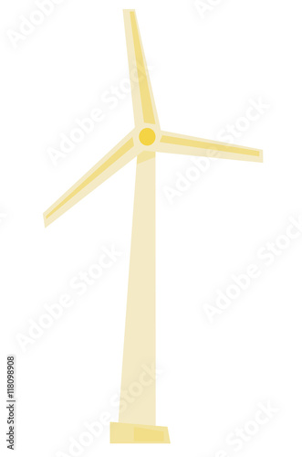 White wind turbine generating electricity.