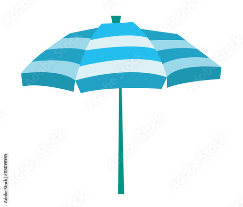 Striped beach umbrella vector illustration.