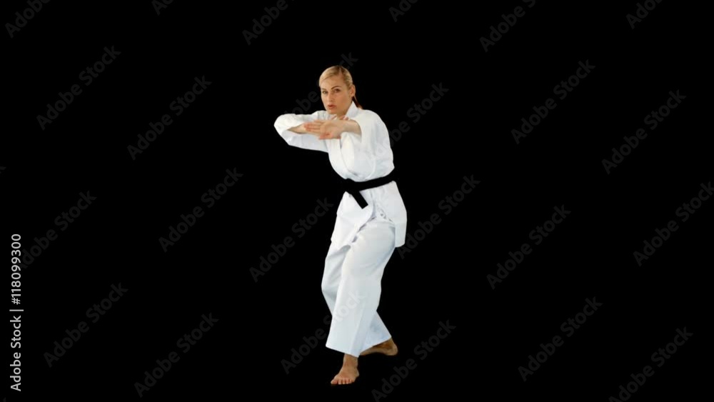 Sporty woman practicing martial art Sporty woman practicing martial art