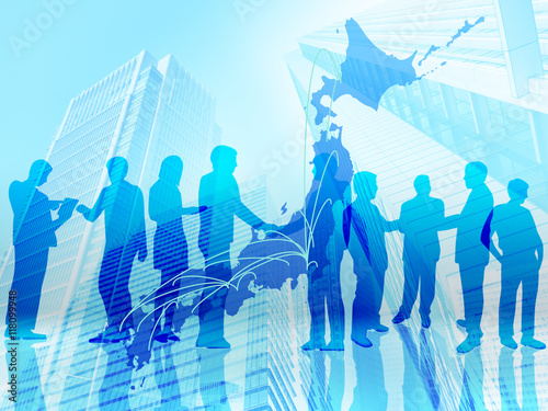 Photography business handshake japan background
