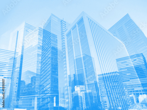 business building blue background
