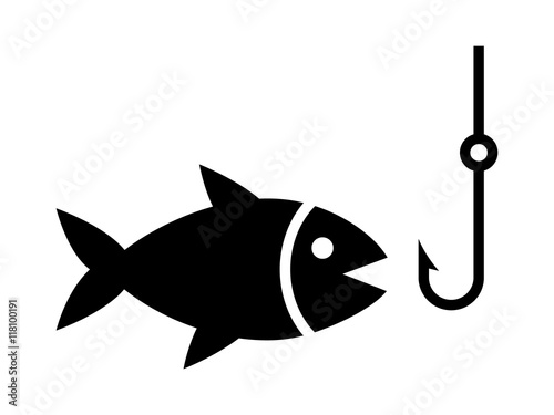 Fishing a fish with hook lure flat icon for apps and websites