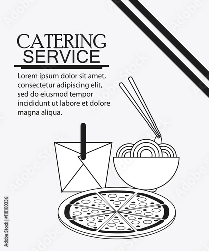 box noodle pizza catering service menu food icon. Silhouette illustration