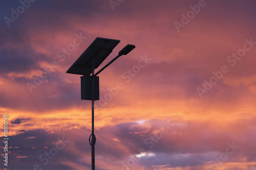 Silhouette Solar Power With the light color of the sky