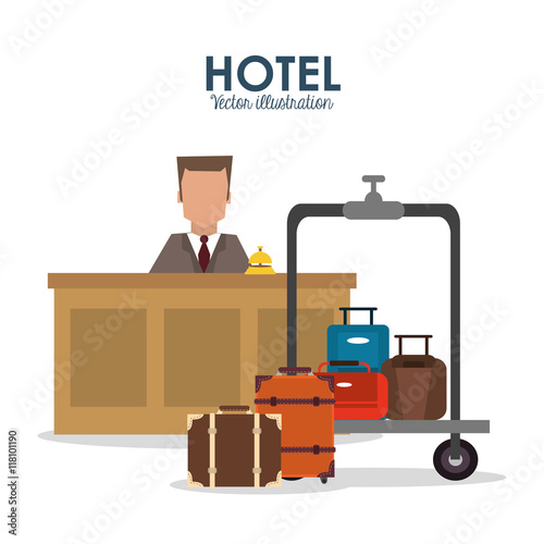 receptionist baggage luggage hotel service icon. Colorfull and flat illustration, vector