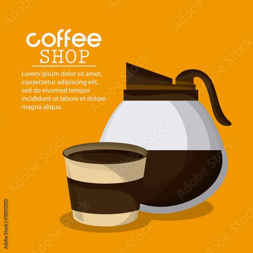 Coffee mug cup kettle pot shop beverage icon. drink and break time design. Colorfull and flat illustration vector