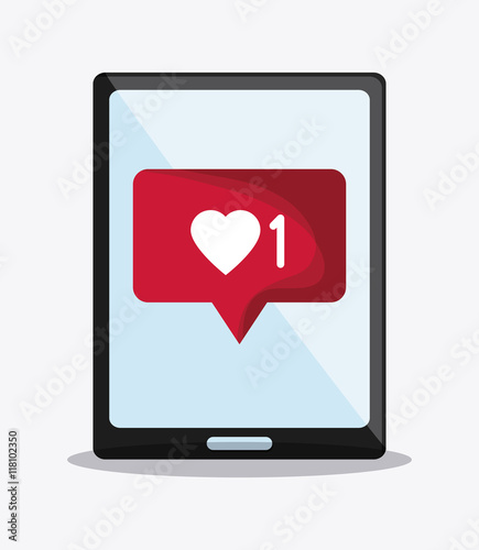 bubble smartphone heart social media mail communication icon. Colorfull and flat illustration vector