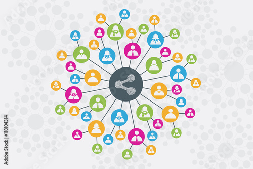 Social Network concept with people connected to each others forming network group.