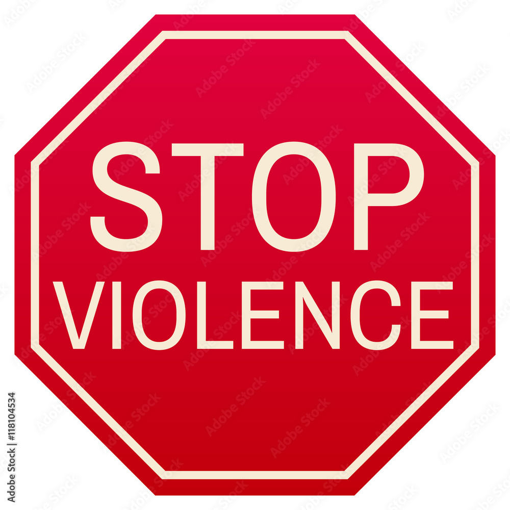 Stop Violence red symbol, isolated on white background Stop Violence red symbol, isolated on white background