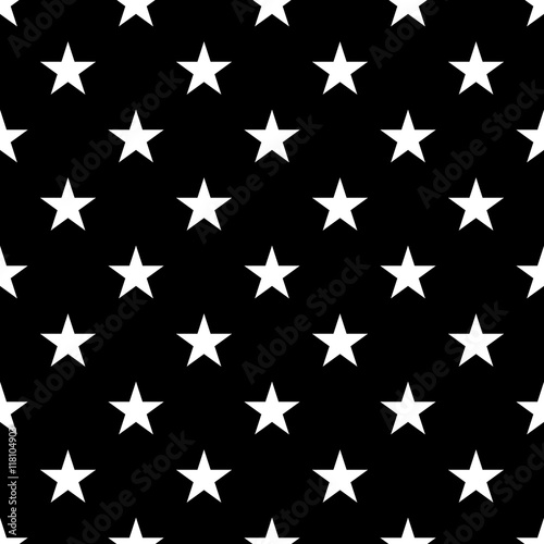 Stars seamless pattern. Black and white retro background elements. Abstract geometric shape texture. Fashion graphic style. Design template for wallpaper  wrapping  fabric  textile Vector Illustration