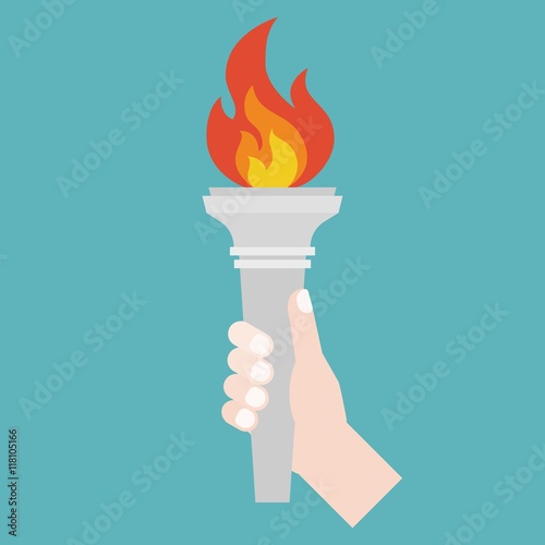 hand holding Torch symbol, flat design