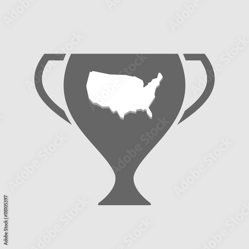 Isolated award cup icon with  a map of the USA