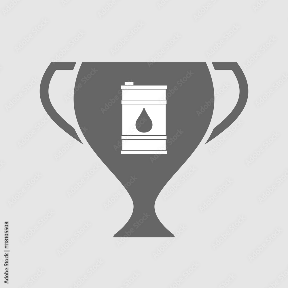 Isolated award cup icon with a barrel of oil Isolated award cup icon with a barrel of oil