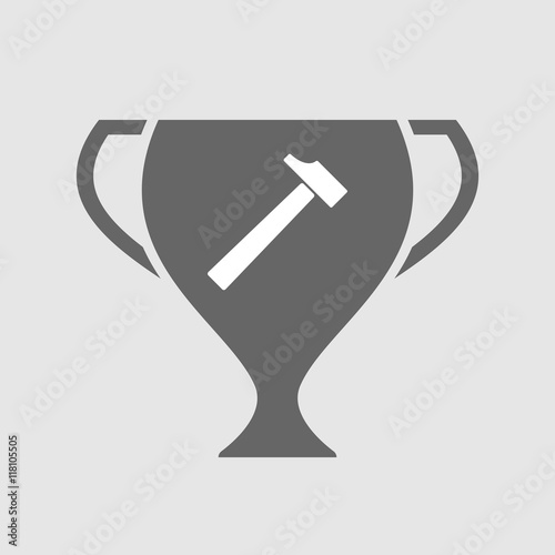 Isolated award cup icon with a hammer