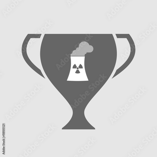 Isolated award cup icon with a nuclear power station