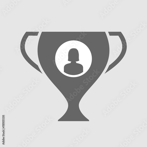 Isolated award cup icon with a female avatar