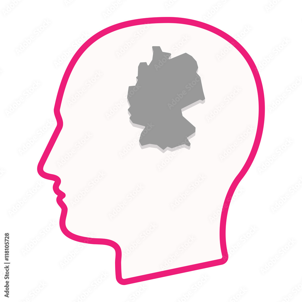 Isolated male head silhouette icon with  a map of Germany