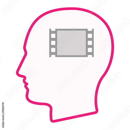 Isolated male head silhouette icon with a film photogram